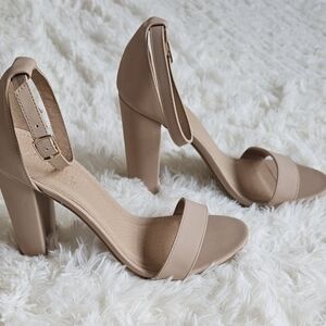 Brand New 🟤 Nude/Beige Charlotte Russe Heeled Sandals with Ankle Buckle